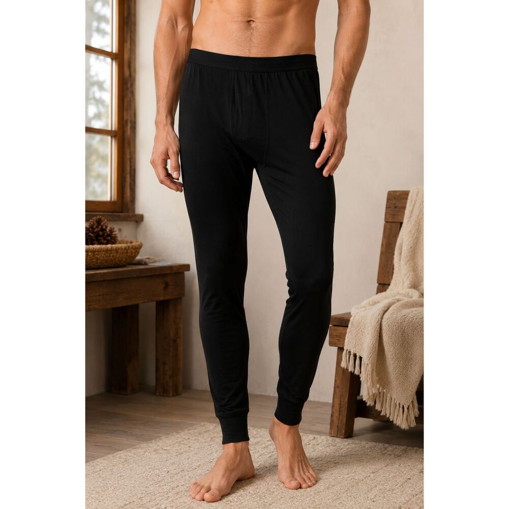 WinterSilks Men’s Black 100% Silk Thermal Base Layer Pants Size Tall Large